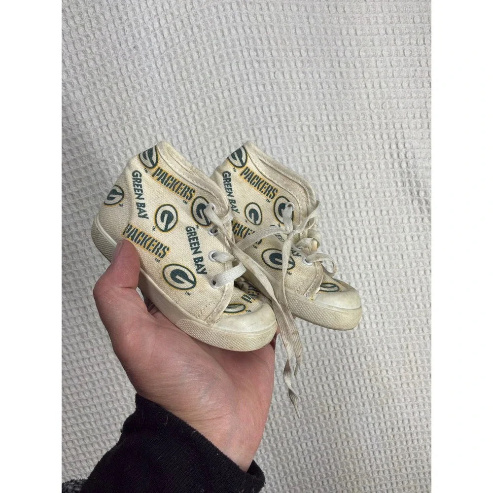 Vintage Toddler Green Bay Packers NFL High Top Sneakers Size 3 White Cream
